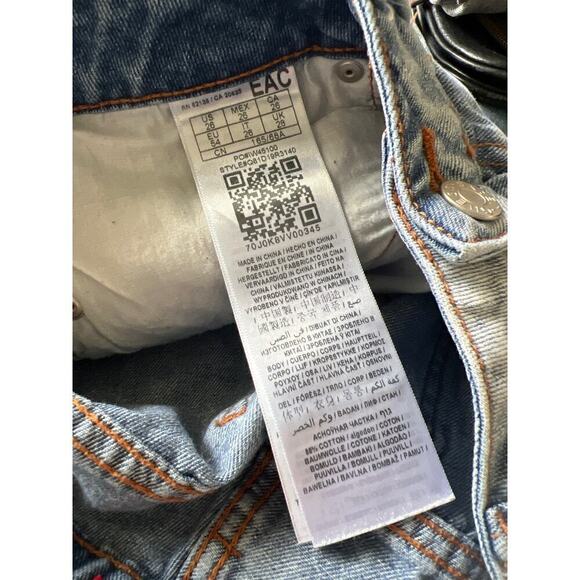 GUESS? Jean High Rise Blue Jean Shorts Embroidered Roses Size 26 - Picture 3 of 7